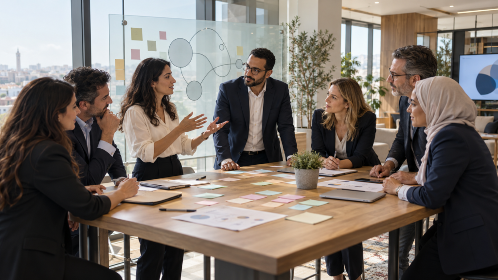 diverse managers in an alignment workshop 9